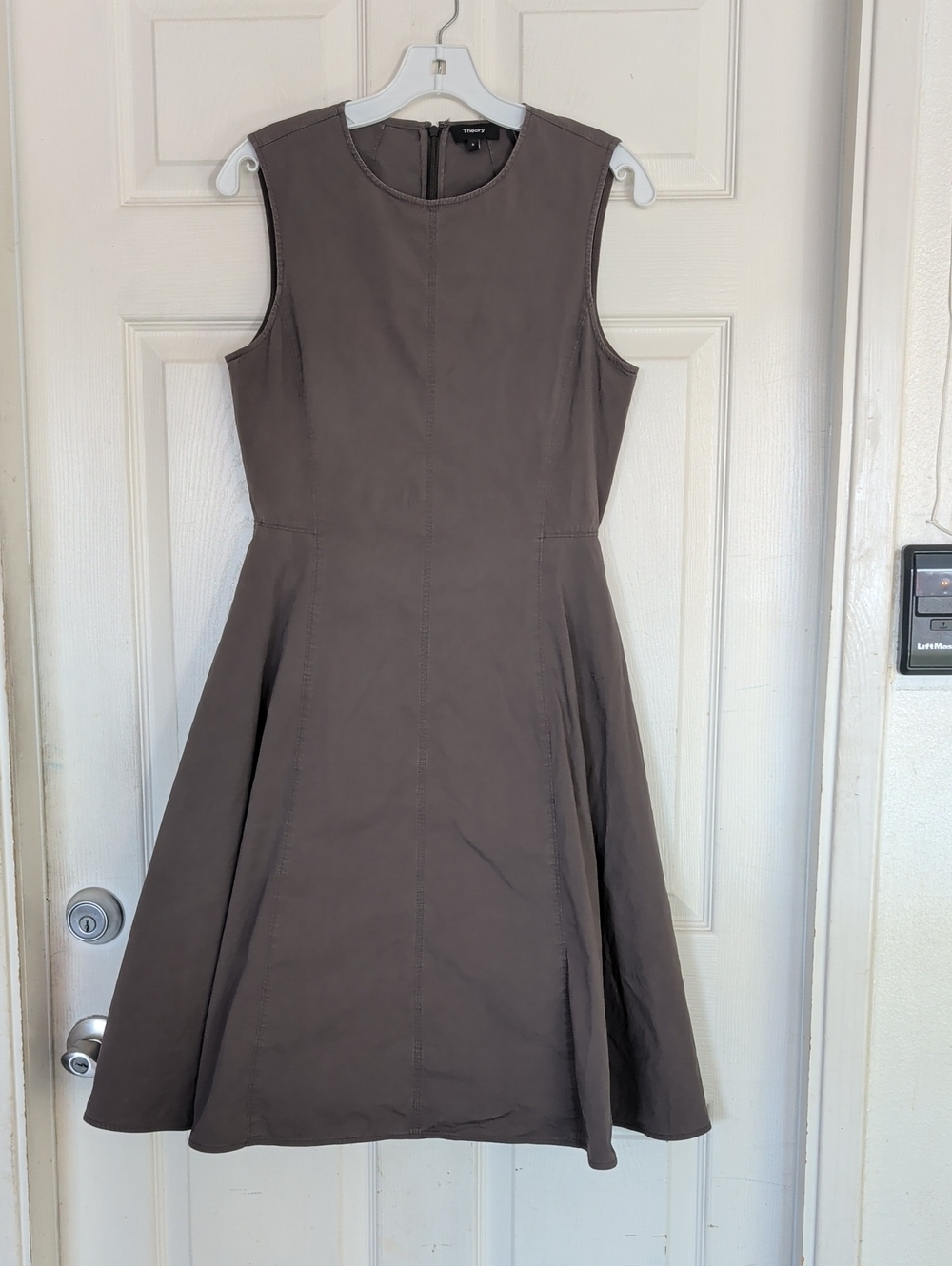 Theory Womens A-Line Fit & Flare Dress Dark Gray Sleeveless Zip Size 6